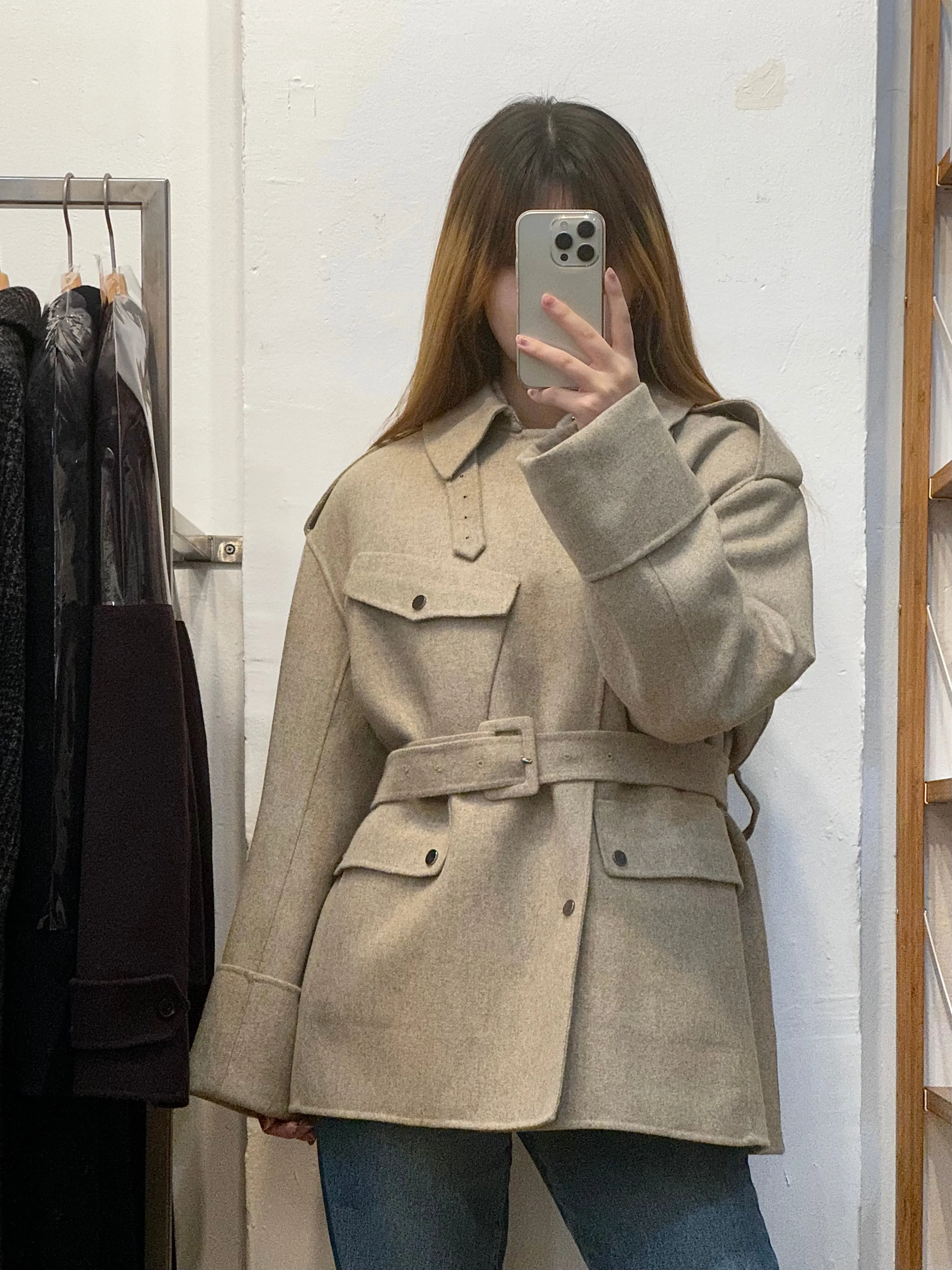 100% Wool Oversize Grey Coat