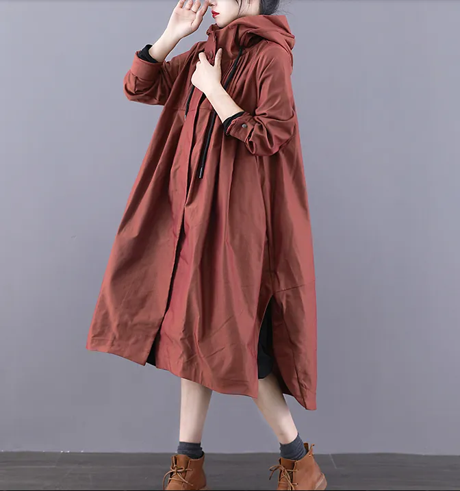 A-line Long Women Casual Hooded Parka Plus Size Coat Jacket JT200932