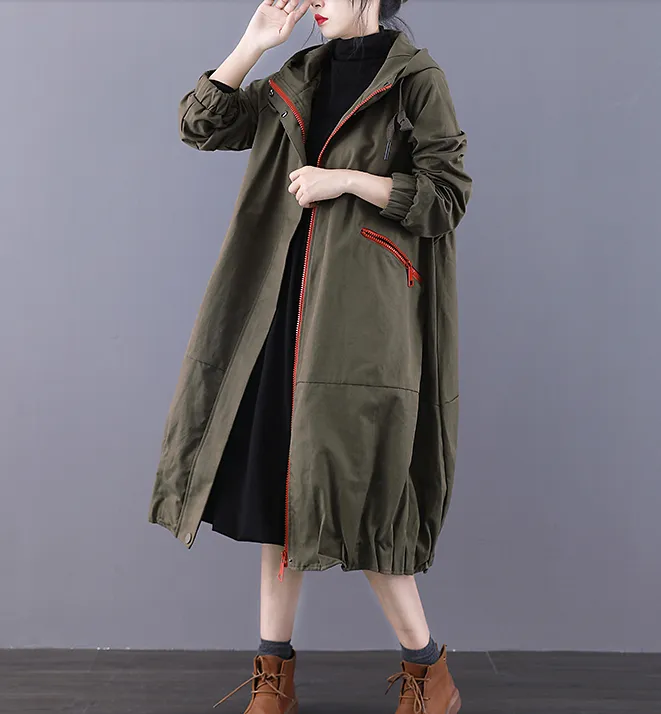 A-line Long Women Casual Hooded Parka Plus Size Coat Jacket JT200934