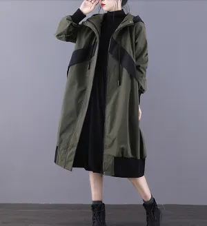 A-line Long Women Casual Hooded Parka Plus Size Coat Jacket JT200944