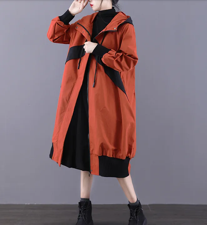 A-line Long Women Casual Hooded Parka Plus Size Coat Jacket JT200944