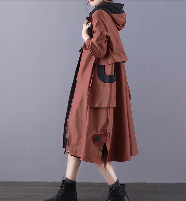 A-line Long Women Casual Hooded Parka Plus Size Coat Jacket JT200945