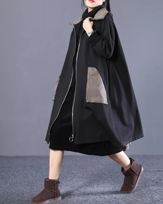 A-line Long Women Casual Hooded Parka Plus Size Coat Jacket