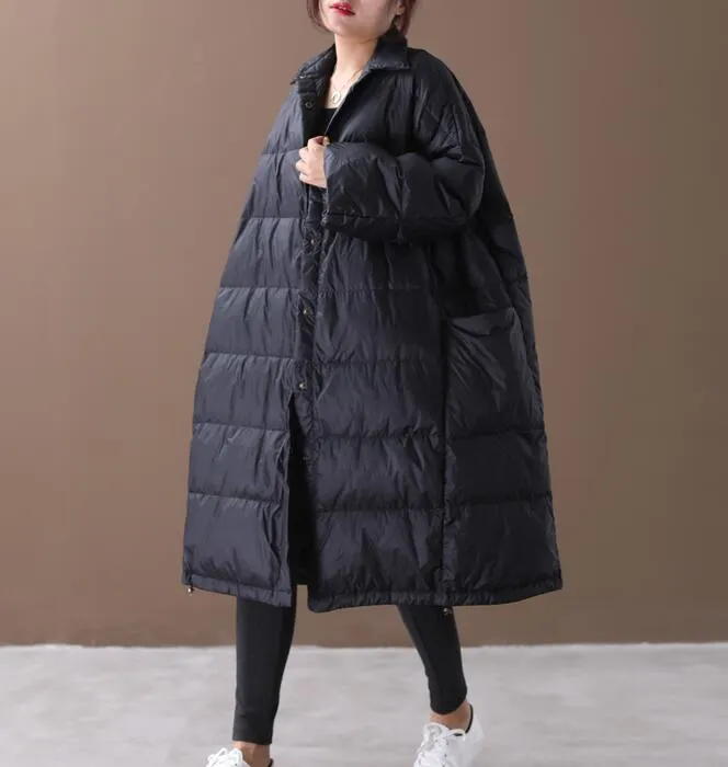 A-Line Women Winter Loose Side Pockets Down Jacket Women Down Coats