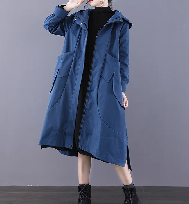 Autumn A-line Long Women Casual Hooded Parka Plus Size Coat Jacket JT200945