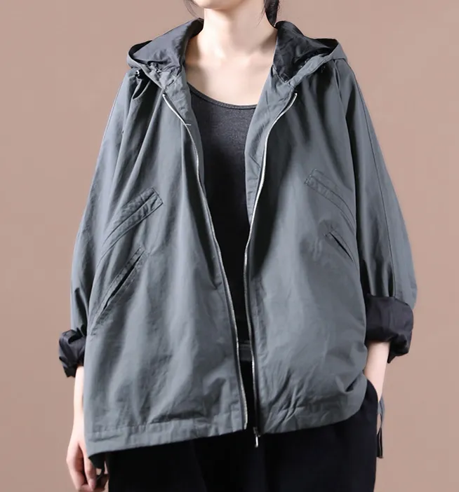 Autumn Women Spring Casual Coat Jacket Loose Hooded Parka Plus Size Short Coat