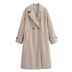 Autumn Women Street Woolen Trench Coat Overcoat Coat