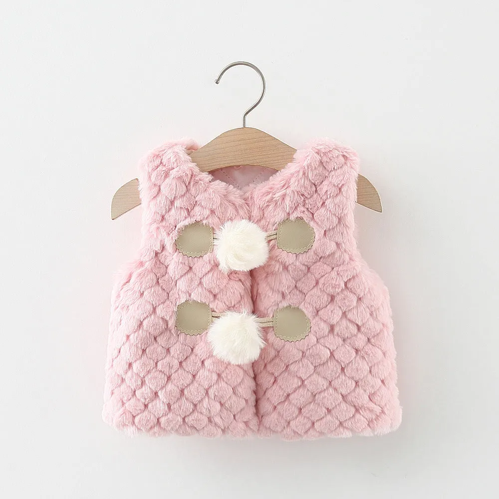 Baby Girl And Autumn Winter Warm Jacket Toddler Sleeveless Fleece Coat