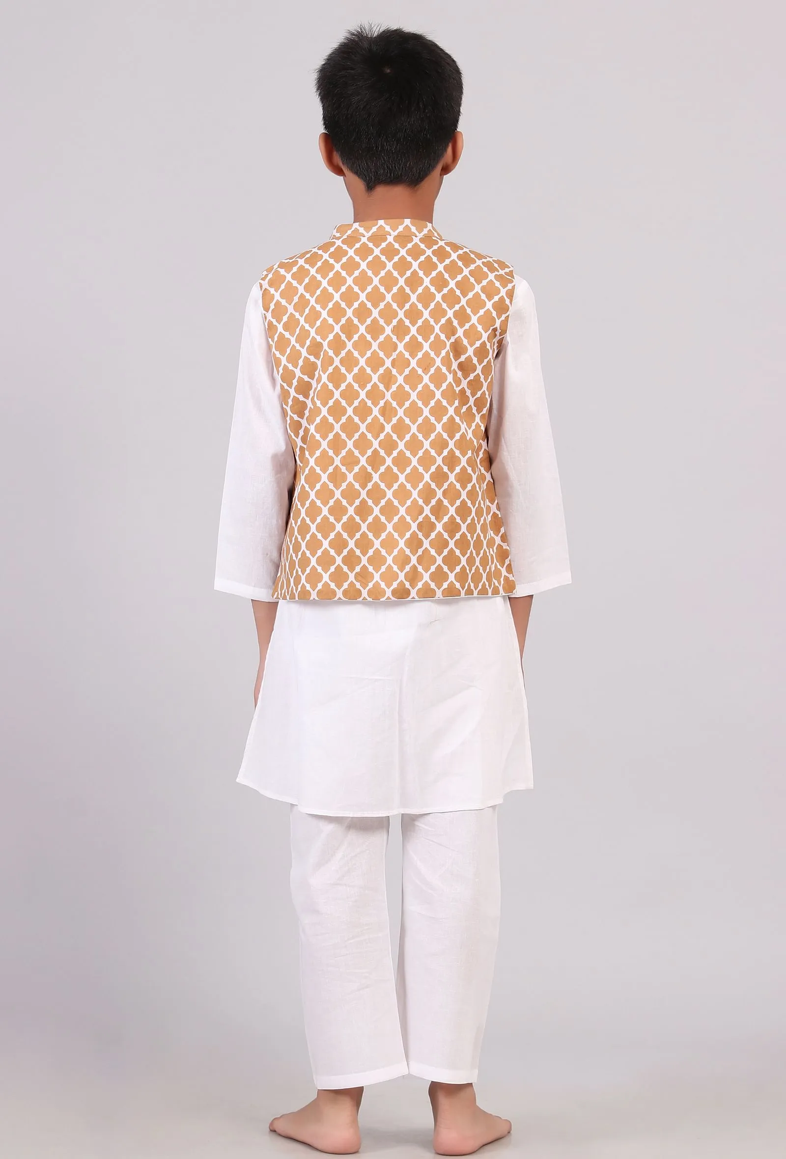 Beige Mustard Nehru Cotton Jacket