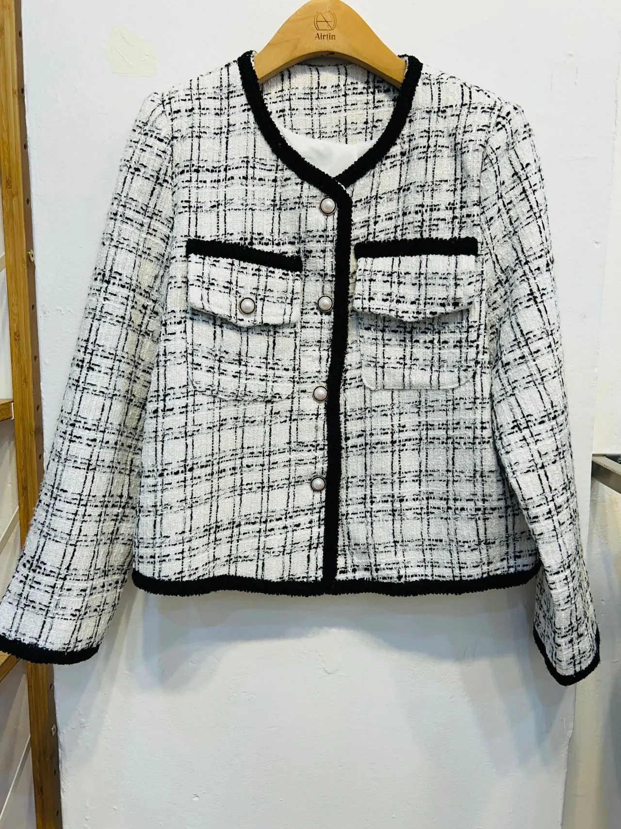 Black and white wool jacket