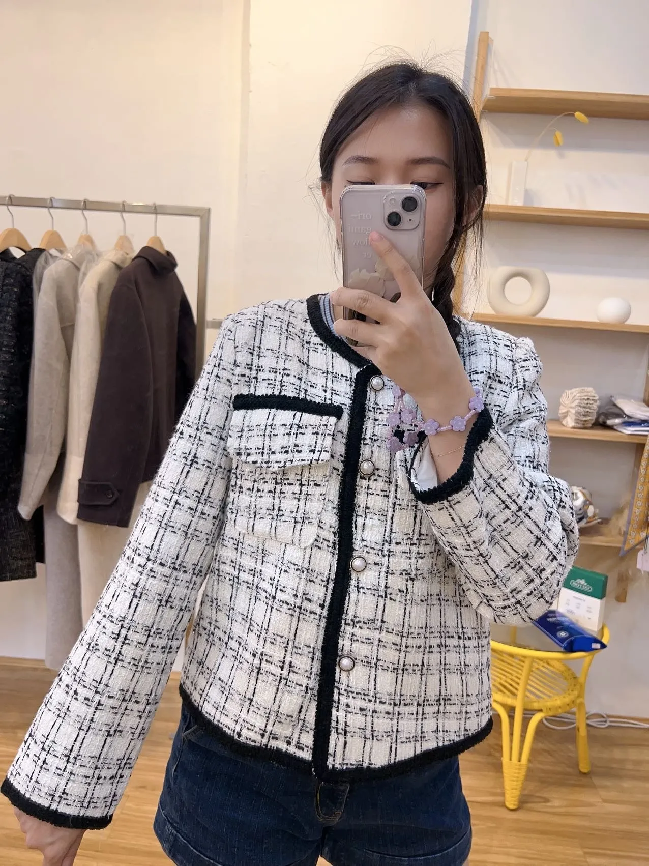 Black and white wool jacket