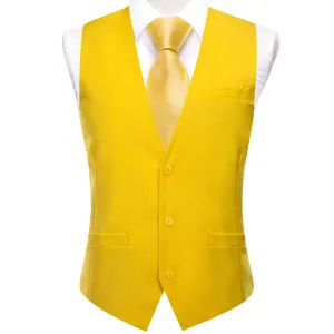 Butterscotch Yellow Solid Splicing Jacquard Men's Vest