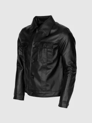 Button Closure Leather Jacket