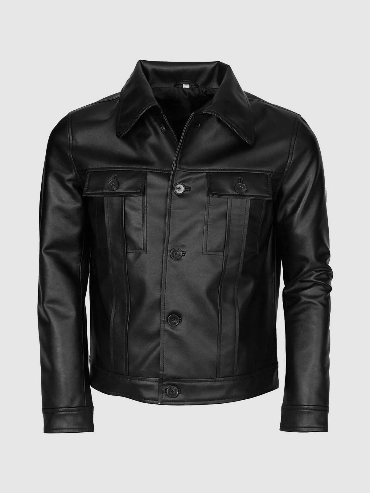 Button Closure Leather Jacket