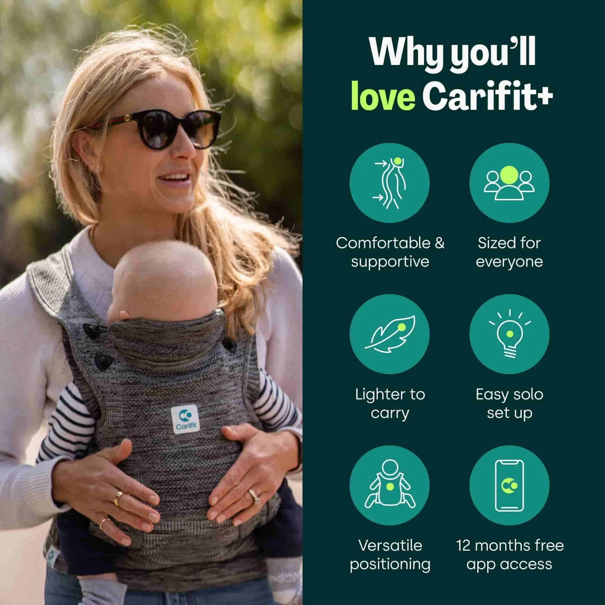 Carifit  multi position baby/toddler baby carrier - Grey Marl