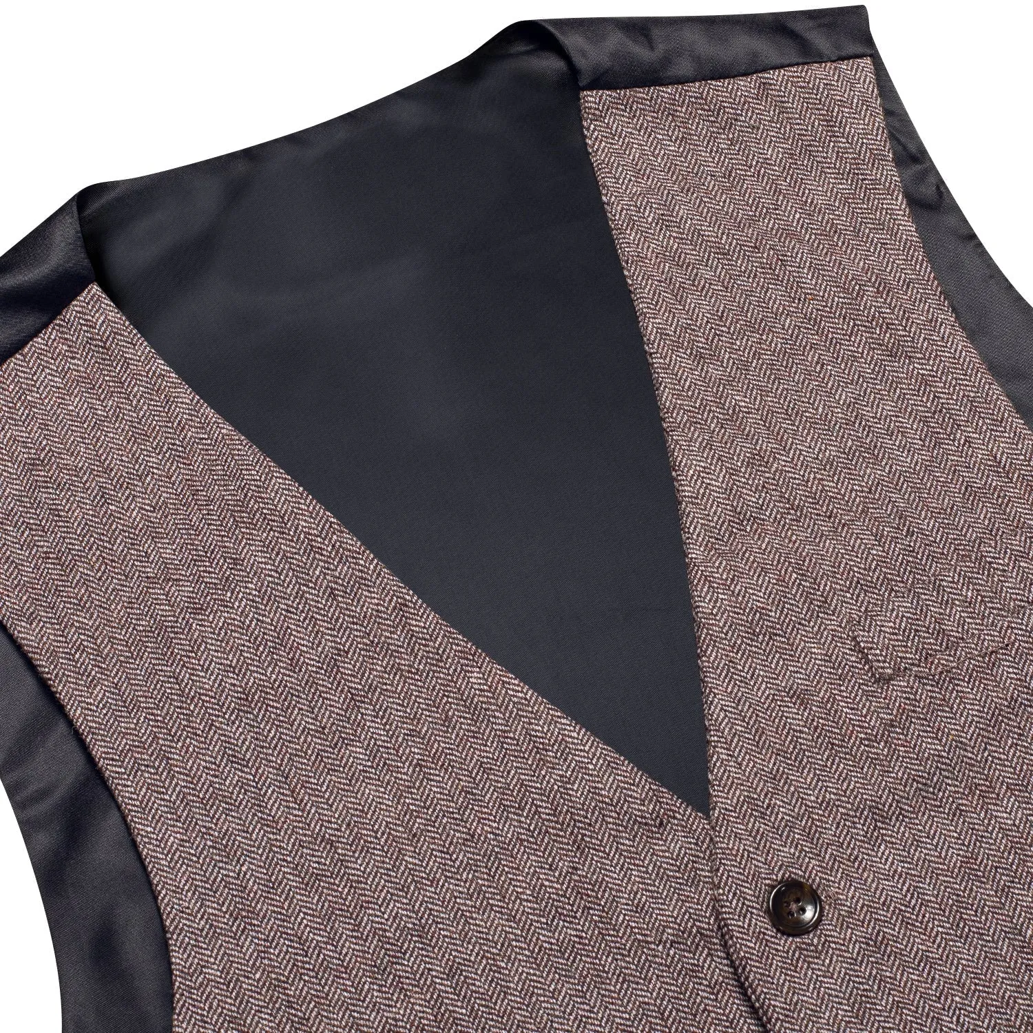 Coffee Brown Solid Wool Splicing Jacquard Men's Vest