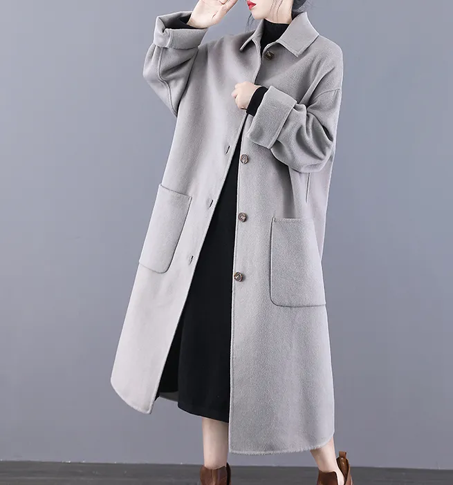 Double Face Wool  Coat Handmade Long Warm Long Women Wool Coat Jacket/9877