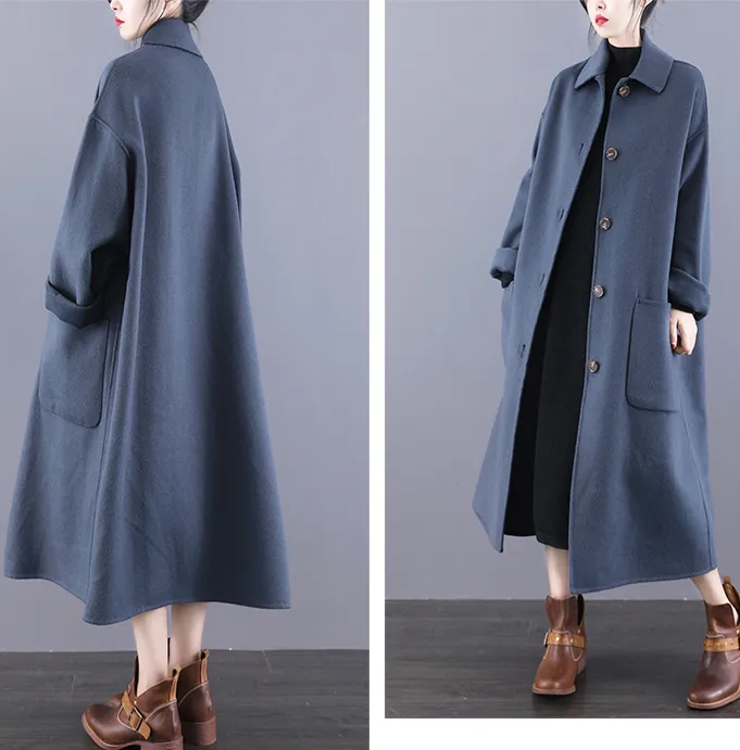 Double Face Wool  Coat Handmade Long Warm Long Women Wool Coat Jacket/9877