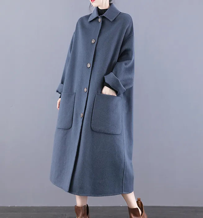 Double Face Wool  Coat Handmade Long Warm Long Women Wool Coat Jacket/9877