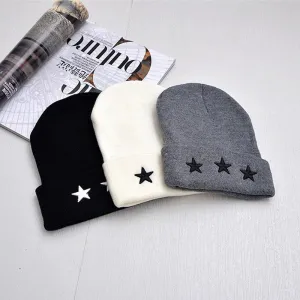 Embroidery Five-Pointed Star Men Winter Hat Women Warm Casual Knitted Caps Skullies Beanies Hat