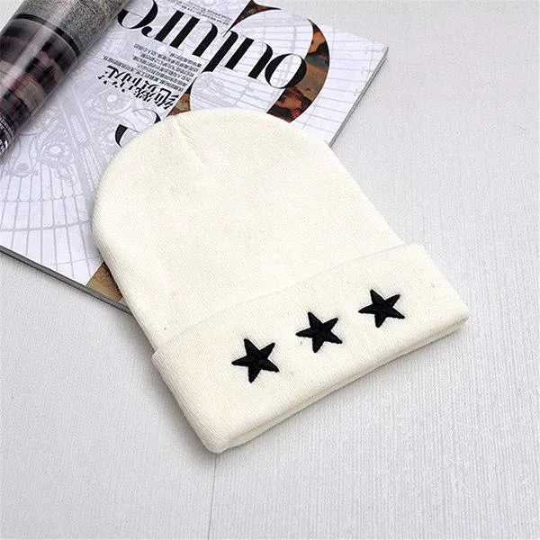 Embroidery Five-Pointed Star Men Winter Hat Women Warm Casual Knitted Caps Skullies Beanies Hat