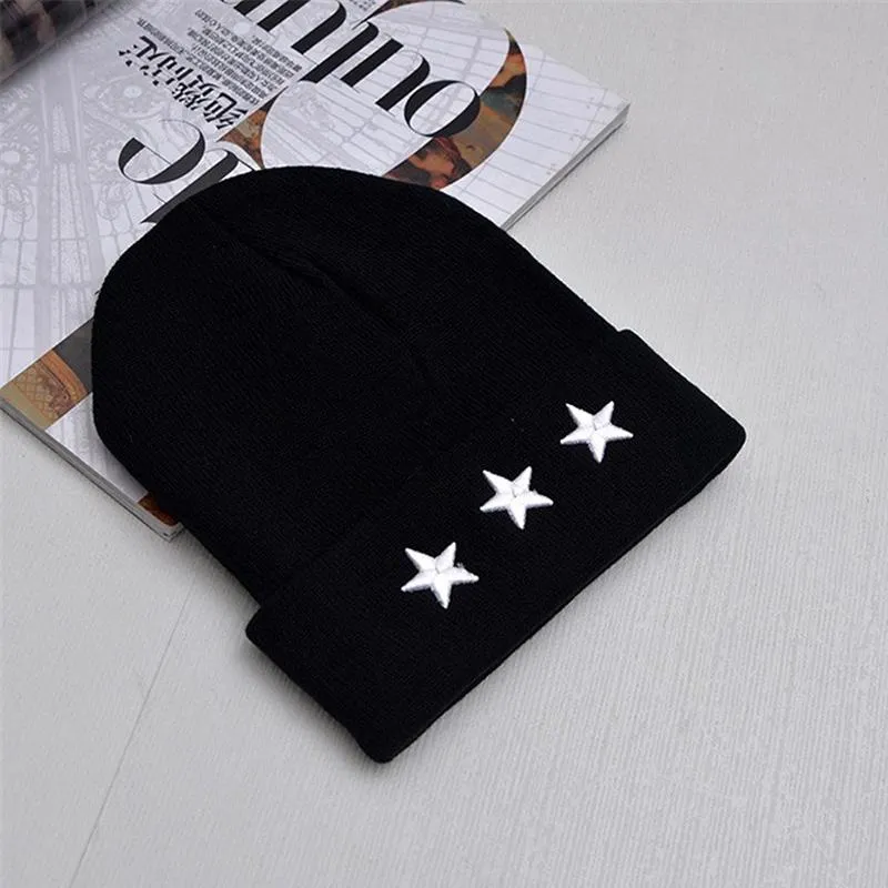 Embroidery Five-Pointed Star Men Winter Hat Women Warm Casual Knitted Caps Skullies Beanies Hat