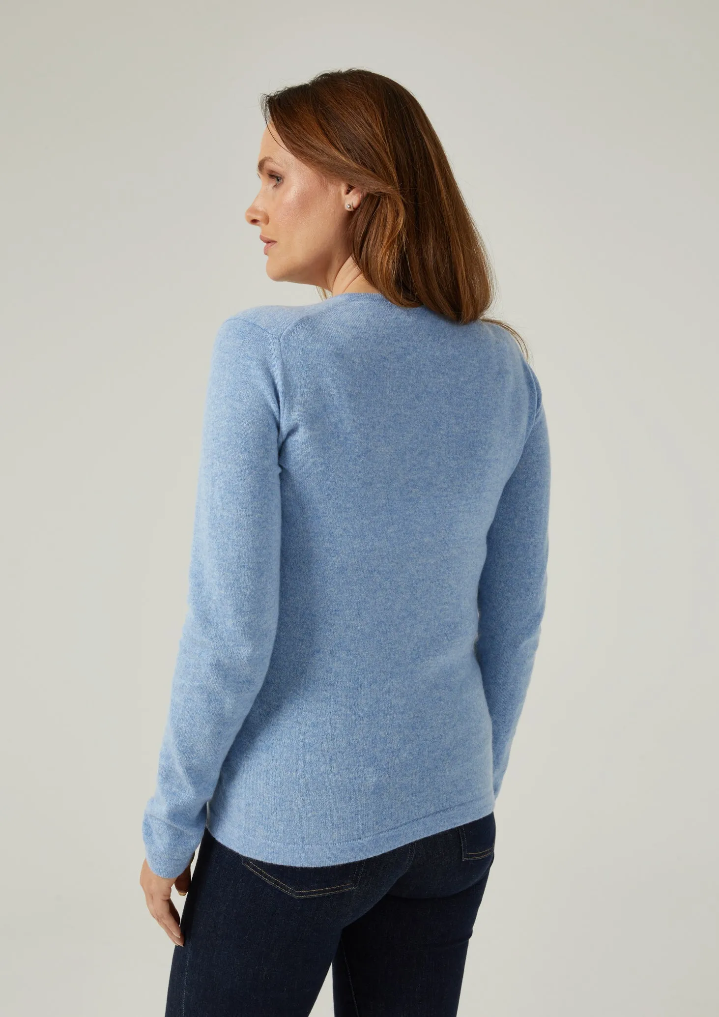 Georgina Ladies Geelong Lambswool Vee Neck Jumper In Mazerine