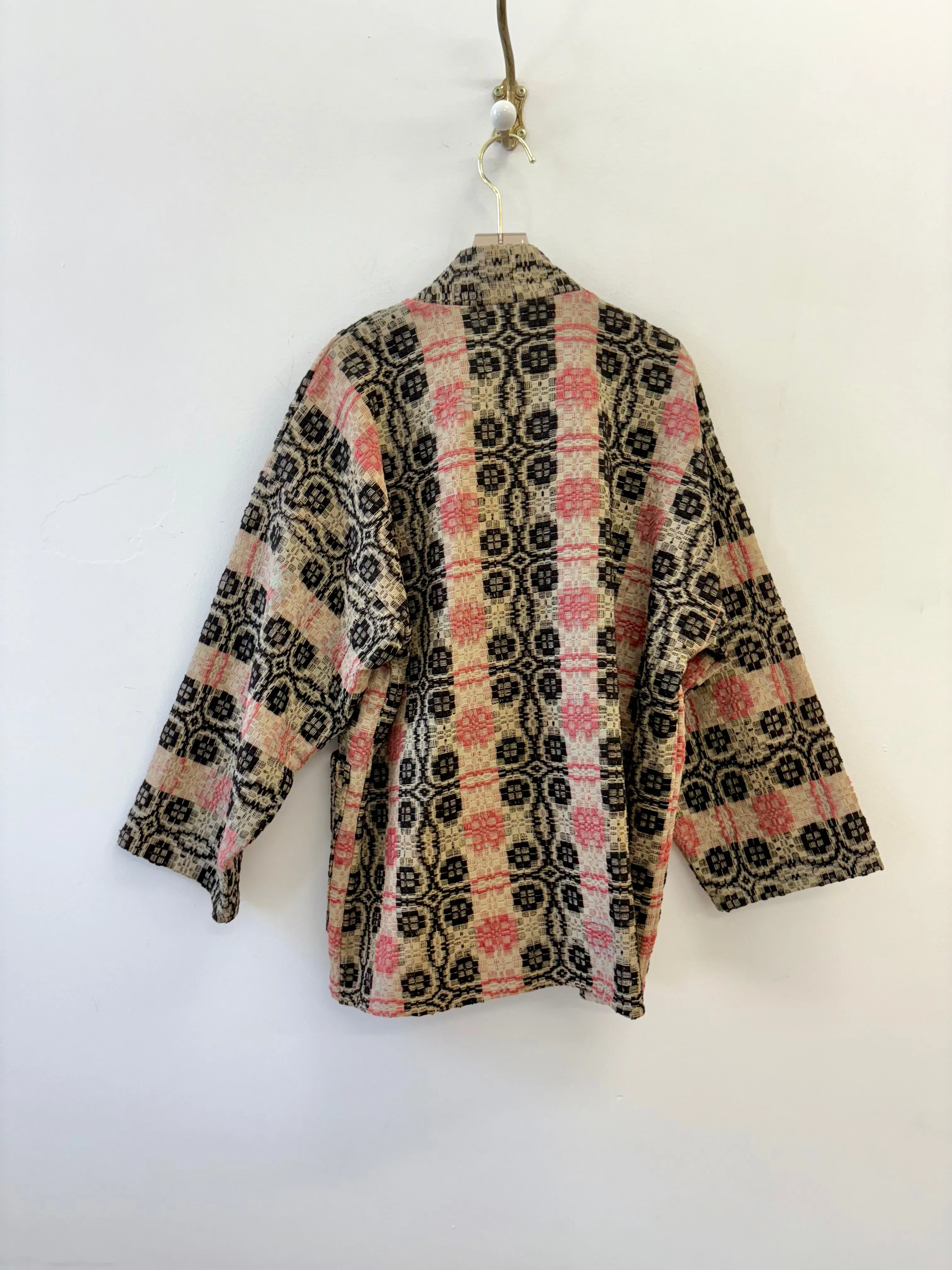 Heirloom Coverlet Haori Coat (Pink/Black)