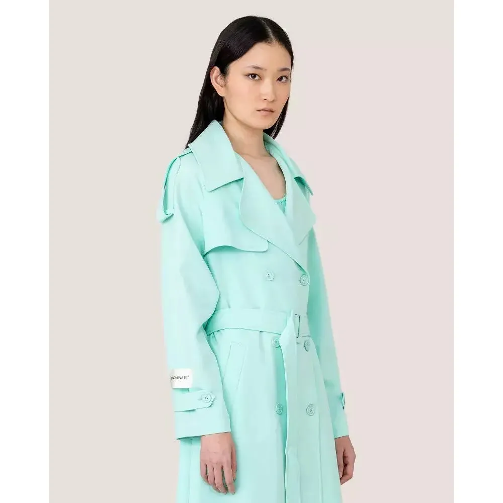 Hinnominate Elegant Light Blue Double-Breasted Trench Coat