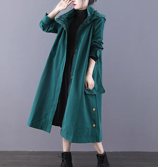 Hooded A-line Long Women Casual  Parka Plus Size Fall Coat Jacket JT200945