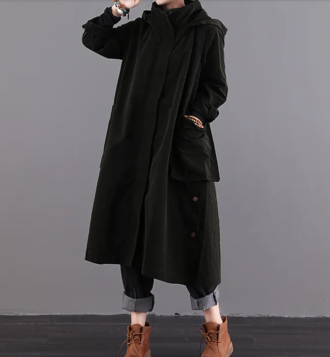 Hooded A-line Long Women Casual  Parka Plus Size Fall Coat Jacket JT200945