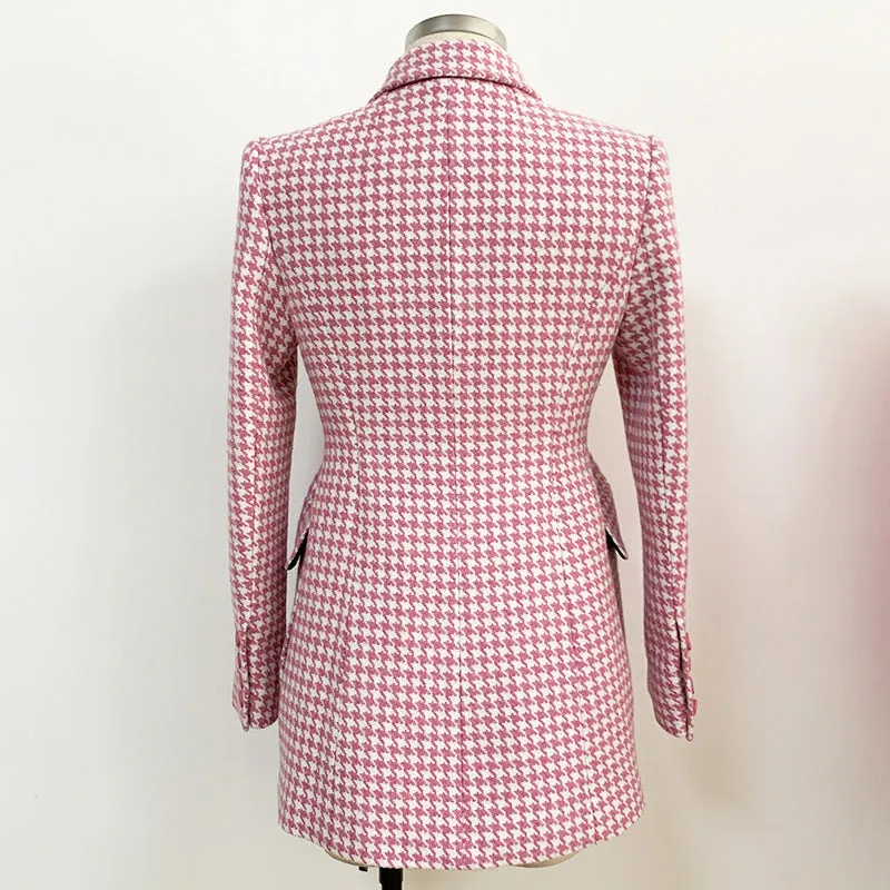 Houndstooth Peak Lapel Coat - Final Sale