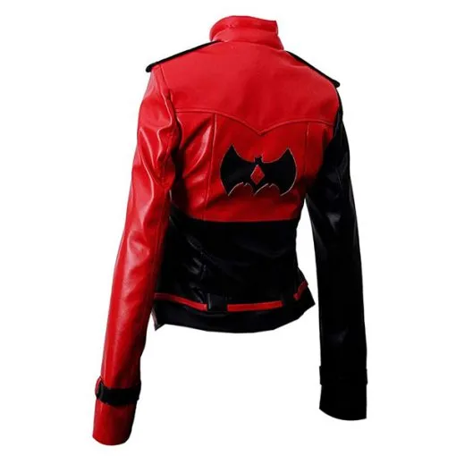 Injustice 2 Harley Quinn Inspired Leather Jacket in Red and Black