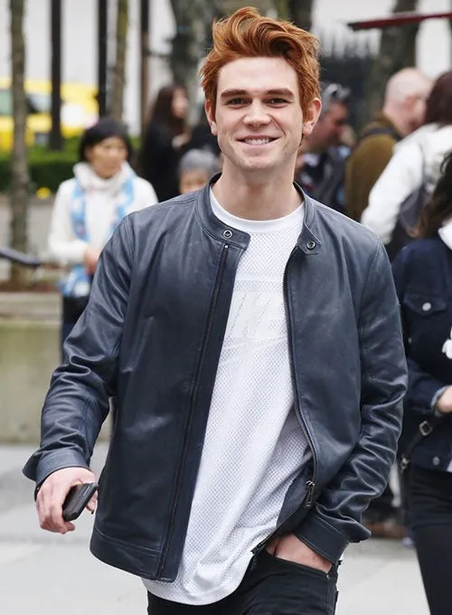 KJ Apa Genuine Leather Biker Jacket Black