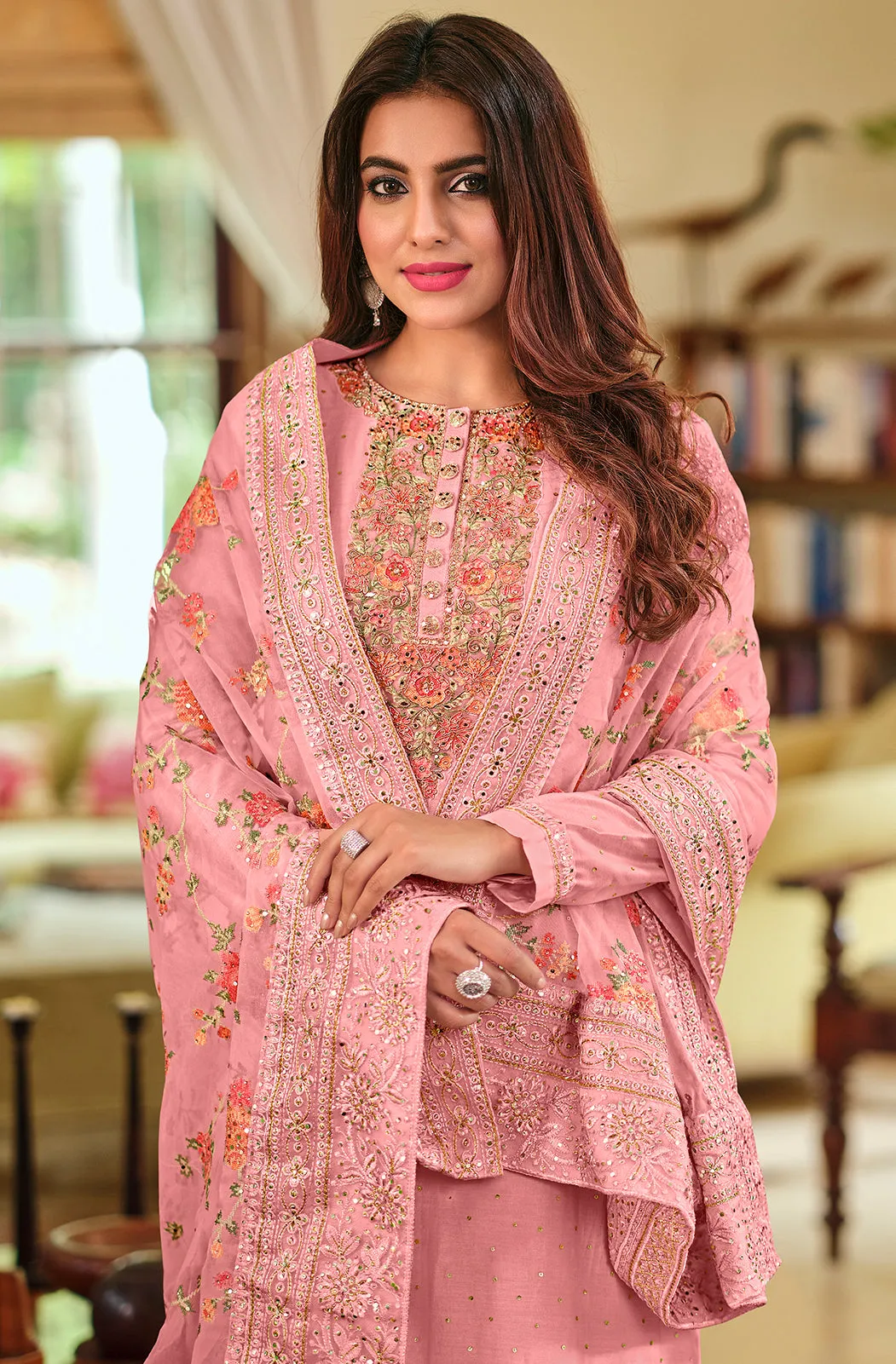 Light Pink Viscose Silk Designer Pakistani Salwar Suit