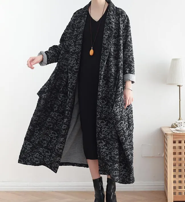 Long Casual Coat Loose Hooded  Plus Size Coat Jacket