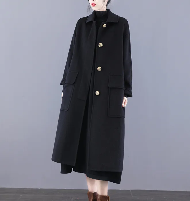 Long Double Face Wool Coat Handmade Long Warm Long Women Wool Coat Jacket/5600