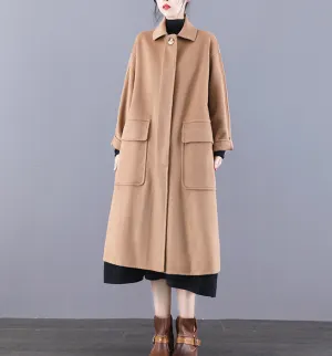 Long Double Face Wool Coat Handmade Long Warm Long Women Wool Coat Jacket/5600