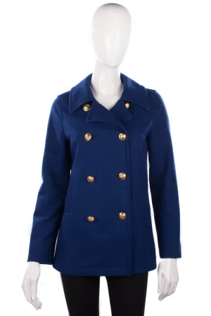 Love Moschino Designer Jacket Wool Royal Blue with Gold Anchor Buttons UK Size 8