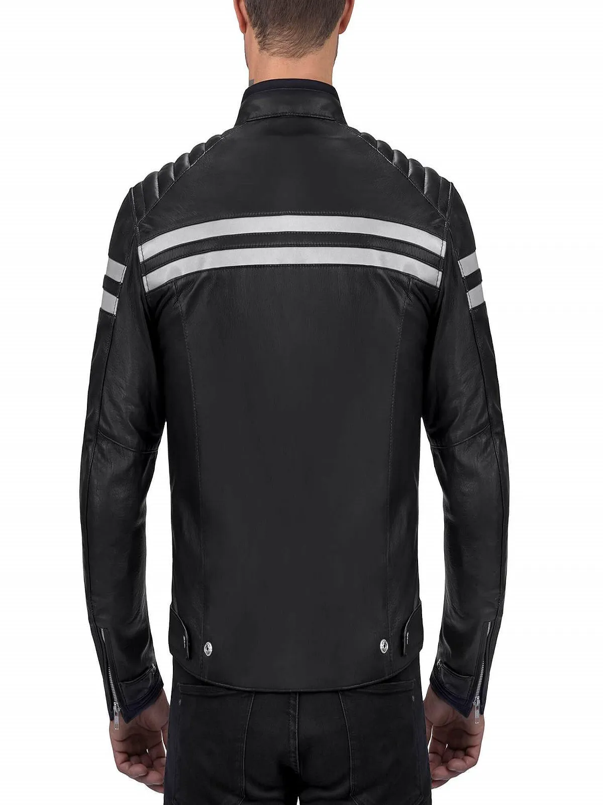 Men Black Jacket With White Strips