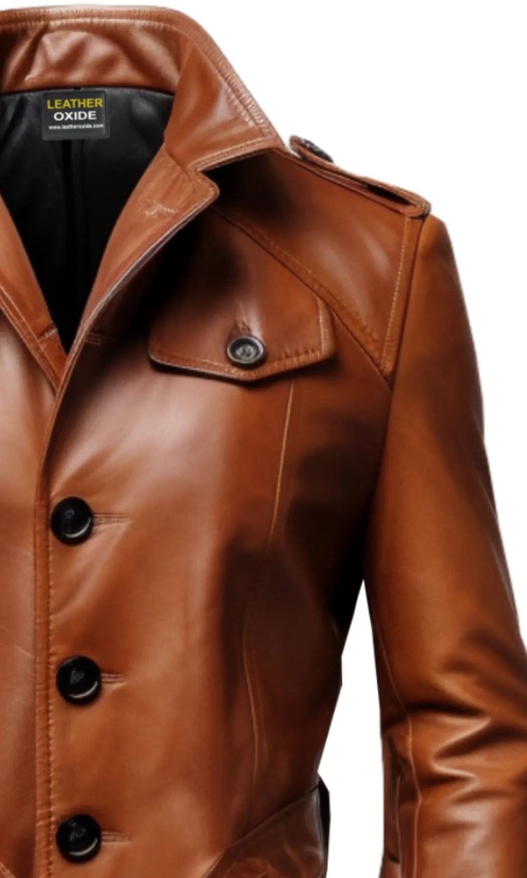 Men Vintage Tan Brown Leather Coat - Leather Long Coat