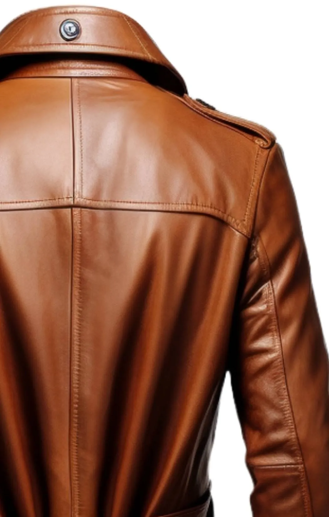 Men Vintage Tan Brown Leather Coat - Leather Long Coat