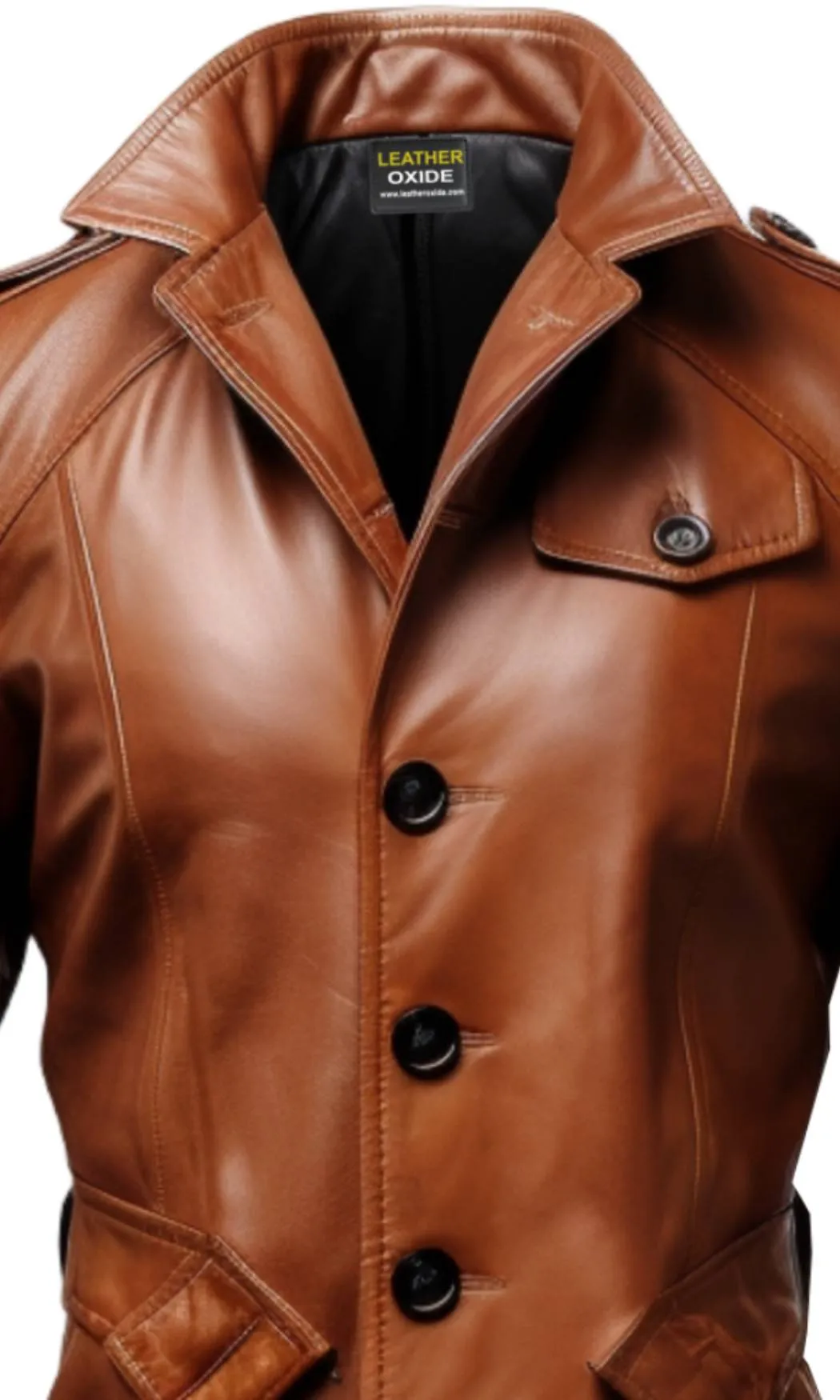 Men Vintage Tan Brown Leather Coat - Leather Long Coat