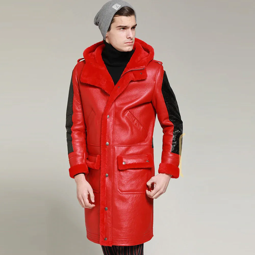 Men's B3 Shearling Jacket long Coat Men's shearling coat