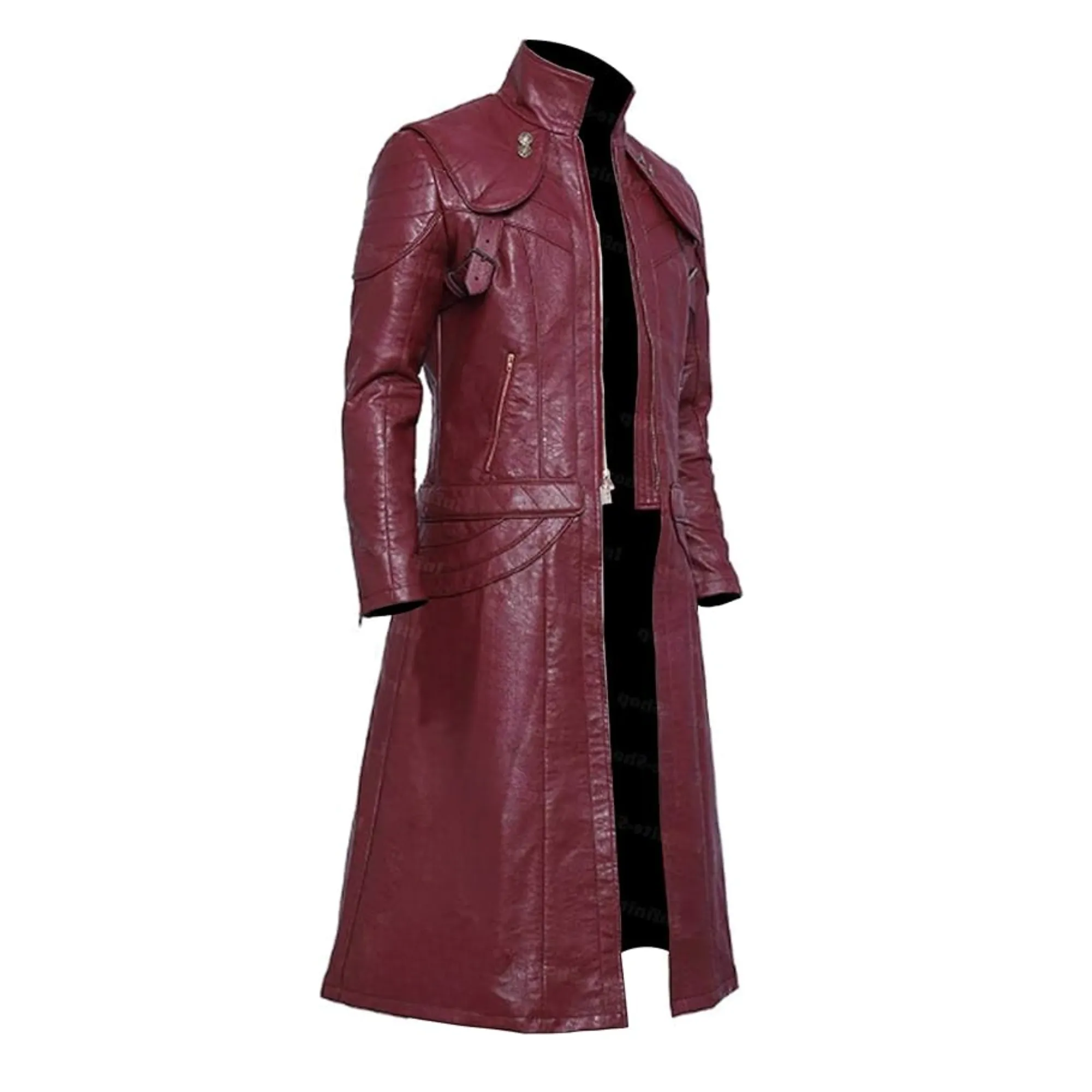 Mens Burgundy Leather Coat