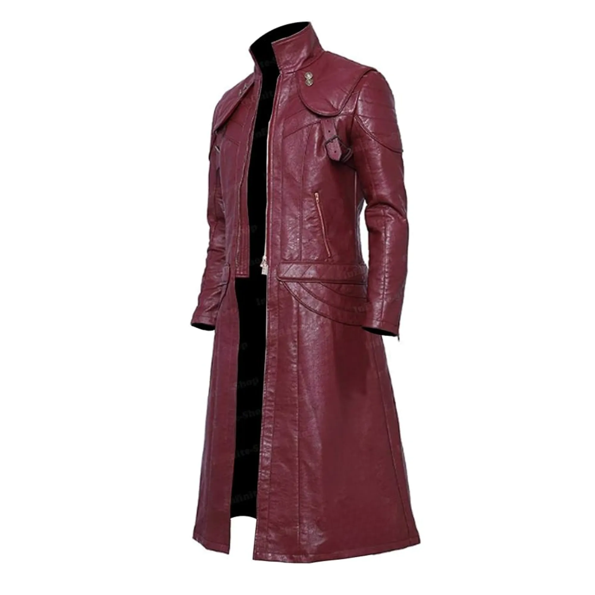 Mens Burgundy Leather Coat