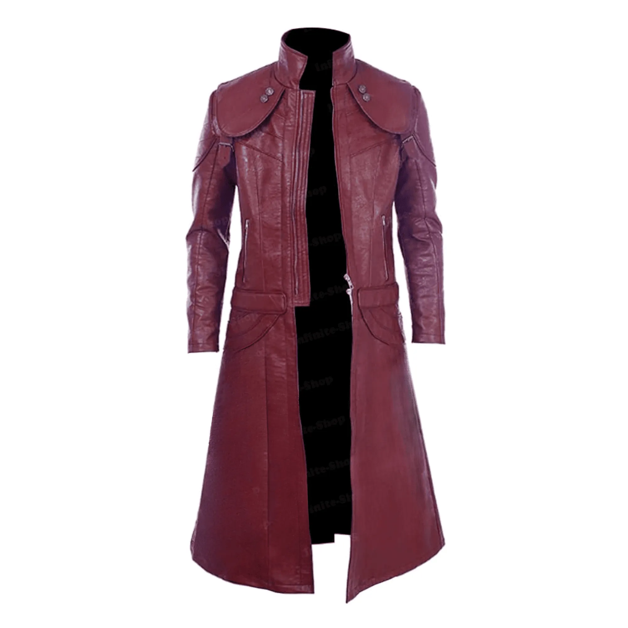 Mens Burgundy Leather Coat