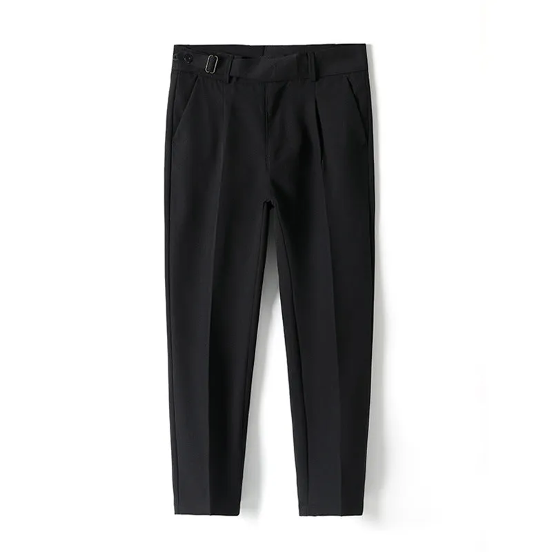 Mens Casual Slim Straight Suit Trousers