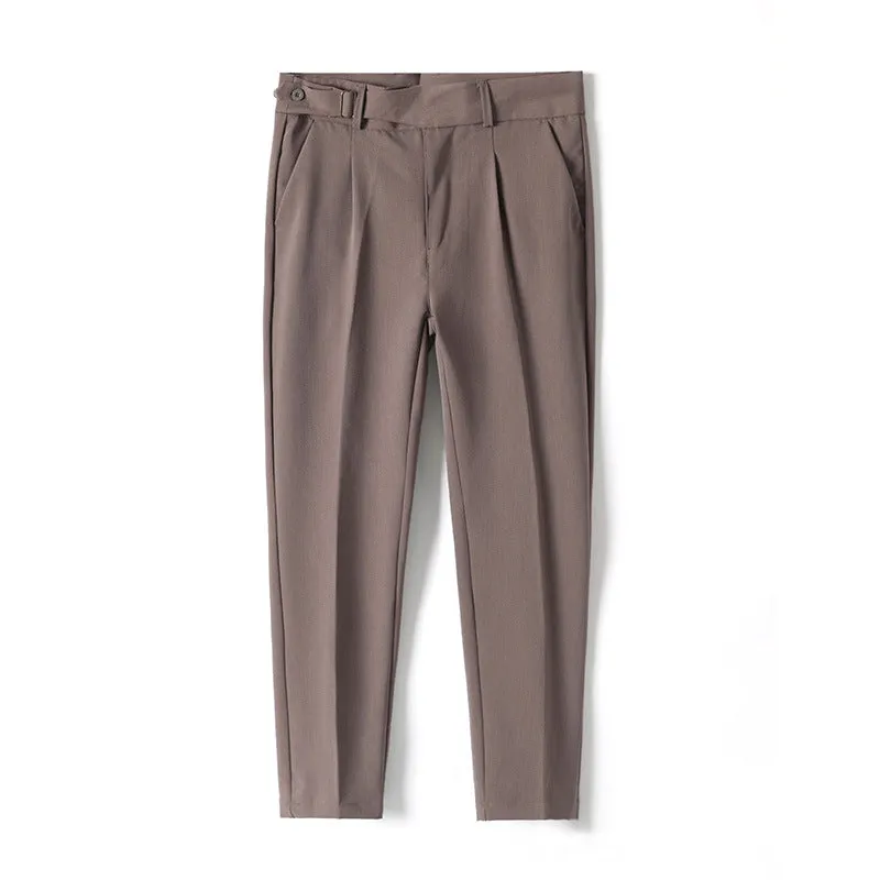 Mens Casual Slim Straight Suit Trousers