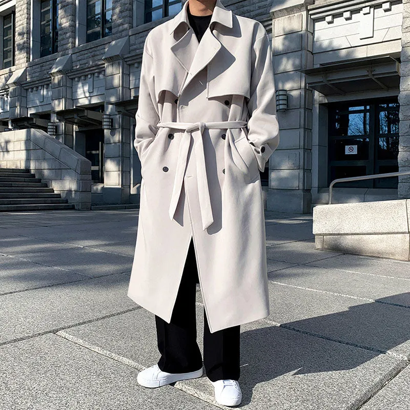 Men's Double-breasted Mid-length Trench Coat